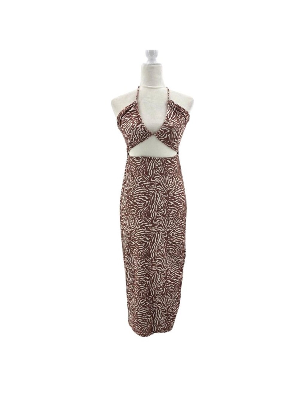 Revolve RESA Womens Small Dress Nikki Halter Midi Cut Out Dallas Brown Party